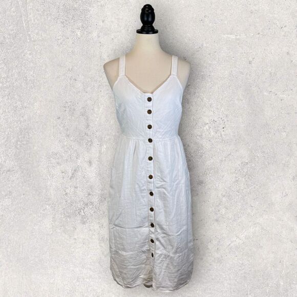 Universal Thread White Midi Dress Sleeveless Button Front, New w/ Tags, Size S - Picture 1 of 14